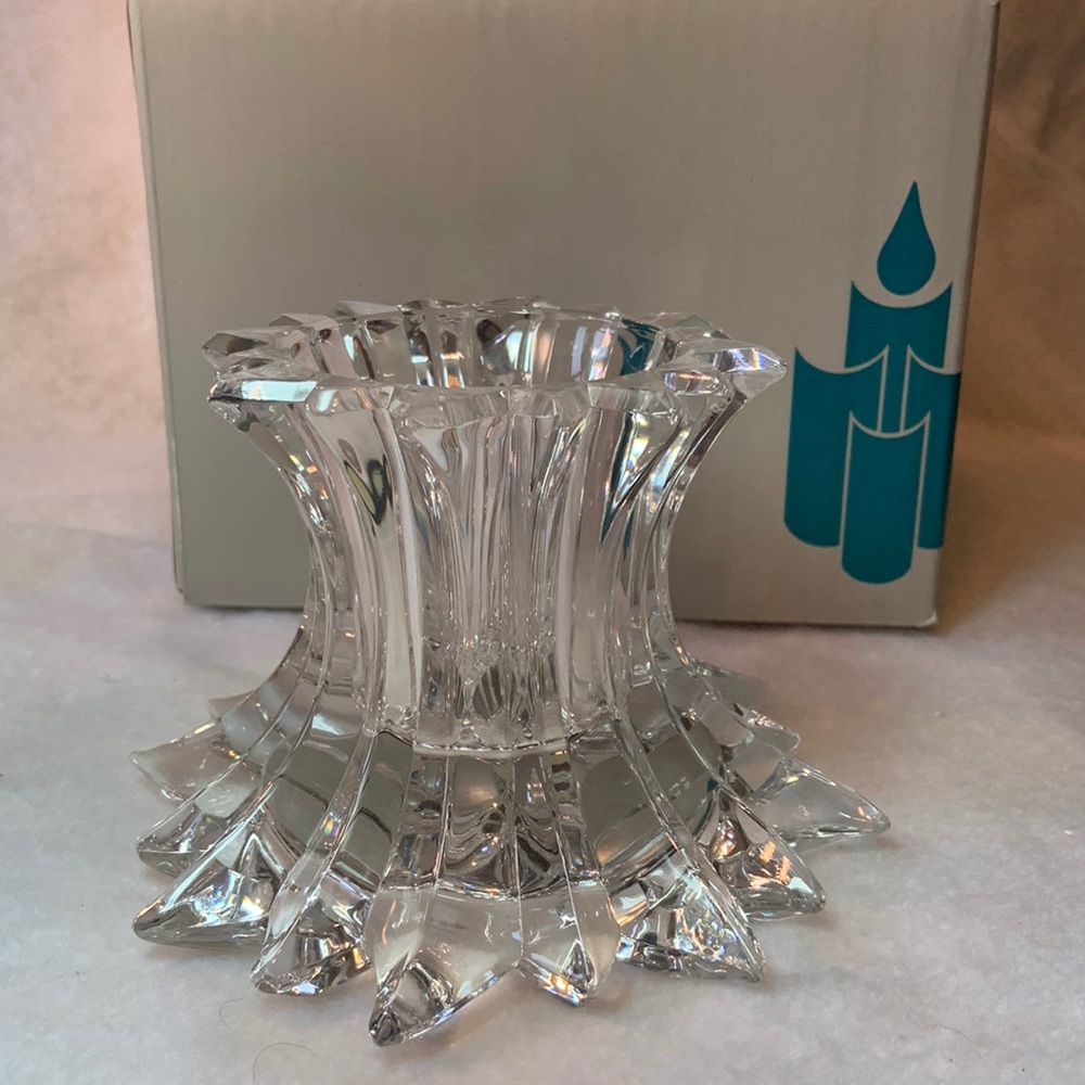 PartyLite Aurora Starburst Lead Crystal Votive/ Pillar Candle Holder